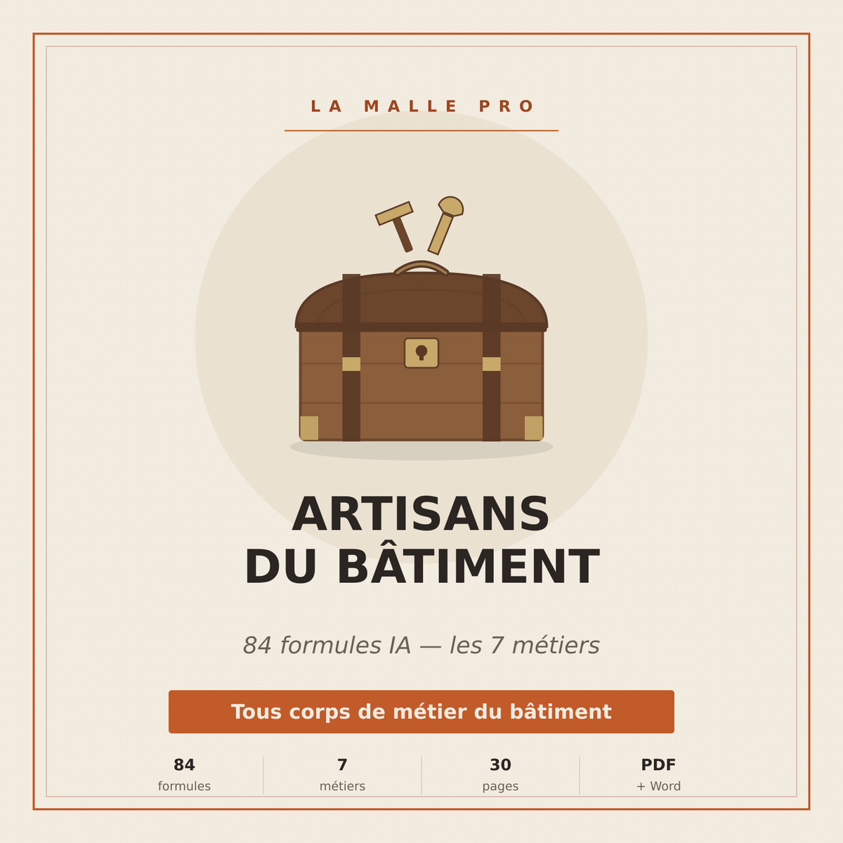 Pack Complet BTP — 84 Formules IA (7 métiers)
